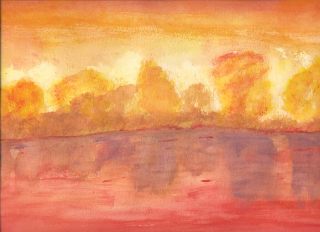 "Dämmerlicht am See" Aquarell 29,5 x 21 cm