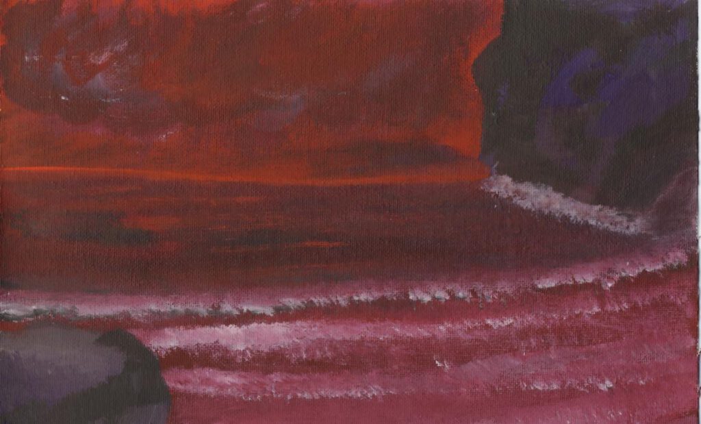 "Rotes Meer" Acryl auf Leinen 29,5 x 21 cm